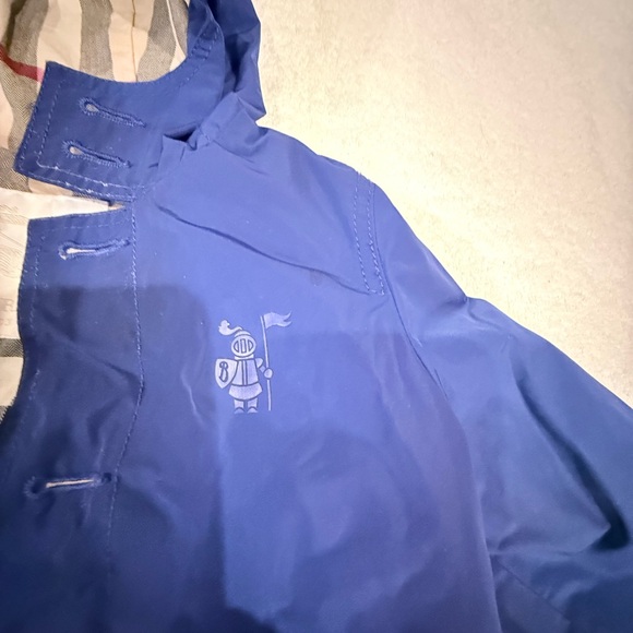 Burberry Kids Blue Raincoat with Hood - Picture 2 of 8